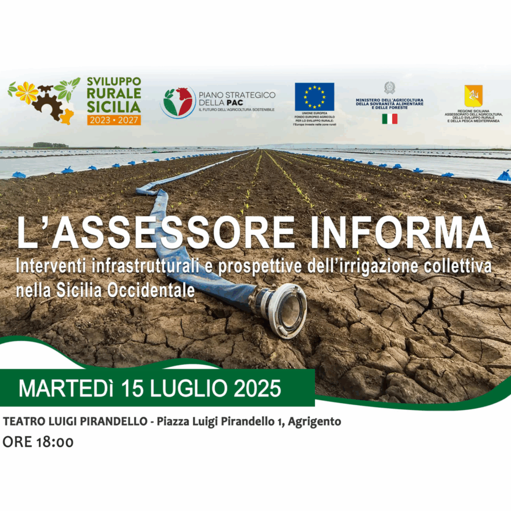L’assessore informa. Interventi infrastrutturali e prospettive dell’irrigazione collettiva nella Sicilia Occidentale 1 l assessore informa15 luglio 2025